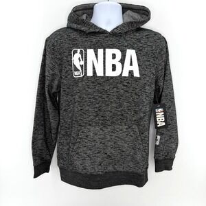 NBA Logo Hoodie Youth XL (18-20) Gray Pullover Fleece Sweatshirt NWT